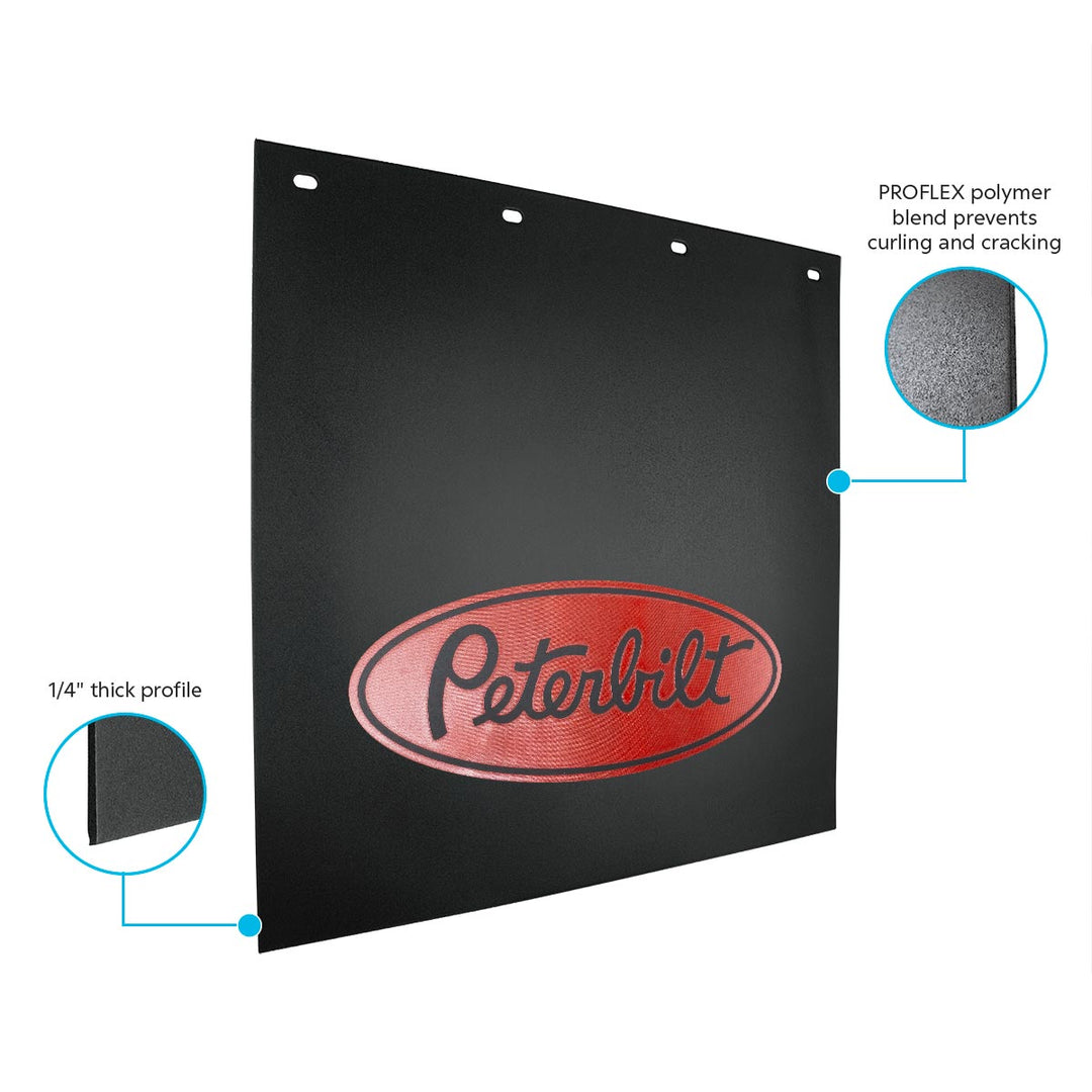 24" X 24" Black PROFLEX Mud Flap With Peterbilt Logo