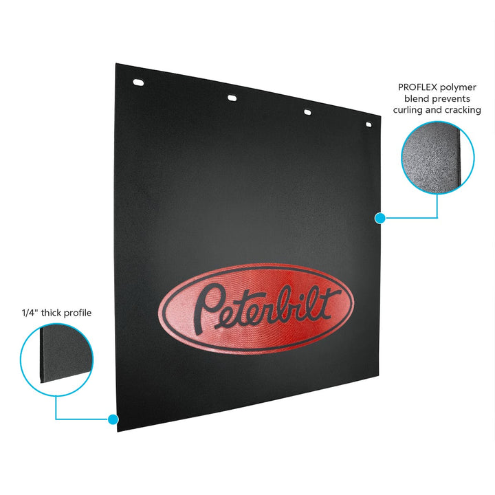 24" X 24" Black PROFLEX Mud Flap With Peterbilt Logo