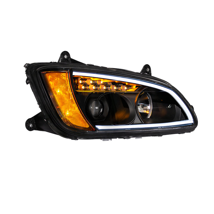 Blackout Projection Headlight With LED Turn Signal &amp; Position Light For 2008-2017 Kenworth T660 - Passenger