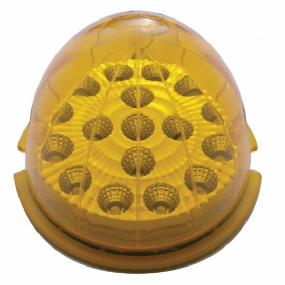 Fog Light Cover With Amber LED Hi/Lo Clear Style Reflector Light &amp; Visor For 2007-17 KW T660- Passenger-Amber Lens