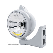 Chrome Guide 682-C Headlight H4 With 10 Amber LED & Original Style Turn - Clear Lens