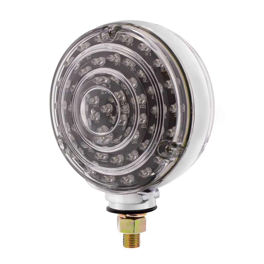 88 LED Single Stud Double Face Turn Signal Light - Amber &amp; Red LED/Clear Lens