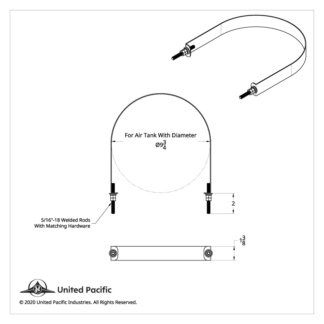 304 Stainless Steel Air Tank Straps For 9-3/4" Round Air Tank (Card of 2)