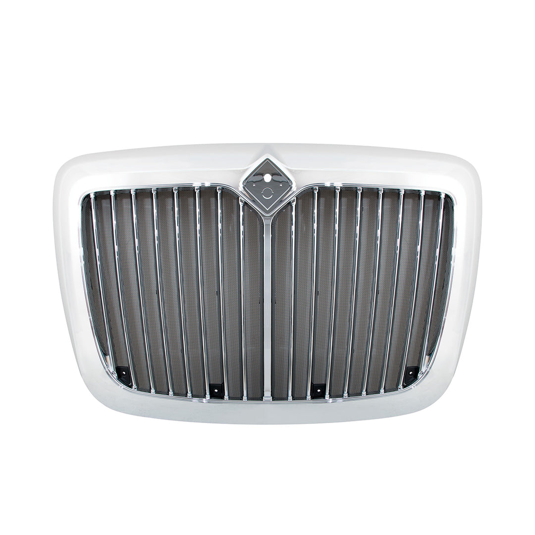 Chrome Grille With Straight Vertical Bars &amp; Bug Screen For 2006-2017 International Prostar