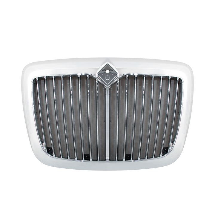 Chrome Grille With Straight Vertical Bars &amp; Bug Screen For 2006-2017 International Prostar