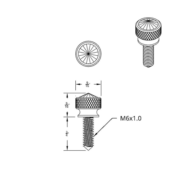 3/4" Short M6 Dash Screw With Crystal For Kenworth - Blue Crystal (2-Pack)