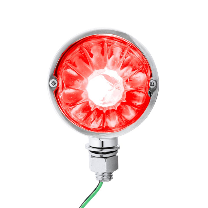 Star-Burst Chrome Double Face Glass Watermelon Light-Amber &amp; Red LED/Clear Lens