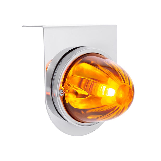 Star-Burst Glass Watermelon Light With Stainless Steel Light Bracket Kit-Amber LED/Amber Lens