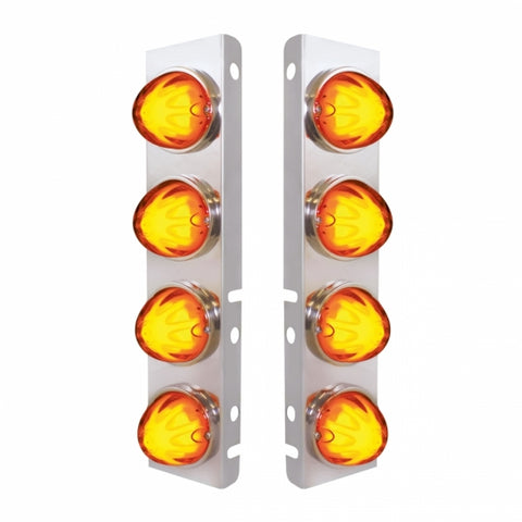 SS Front Air Cleaner Bracket With 8X 9 Amber LED Watermelon GloLight For PB Trucks -Amber Lens