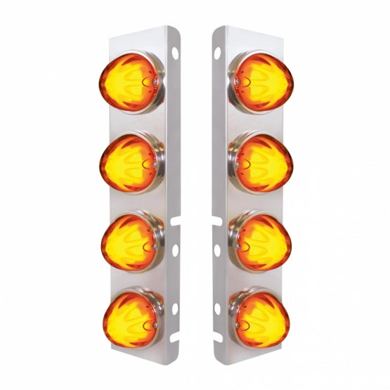 SS Front Air Cleaner Bracket With 8X 9 Amber LED Watermelon GloLight For PB Trucks -Amber Lens