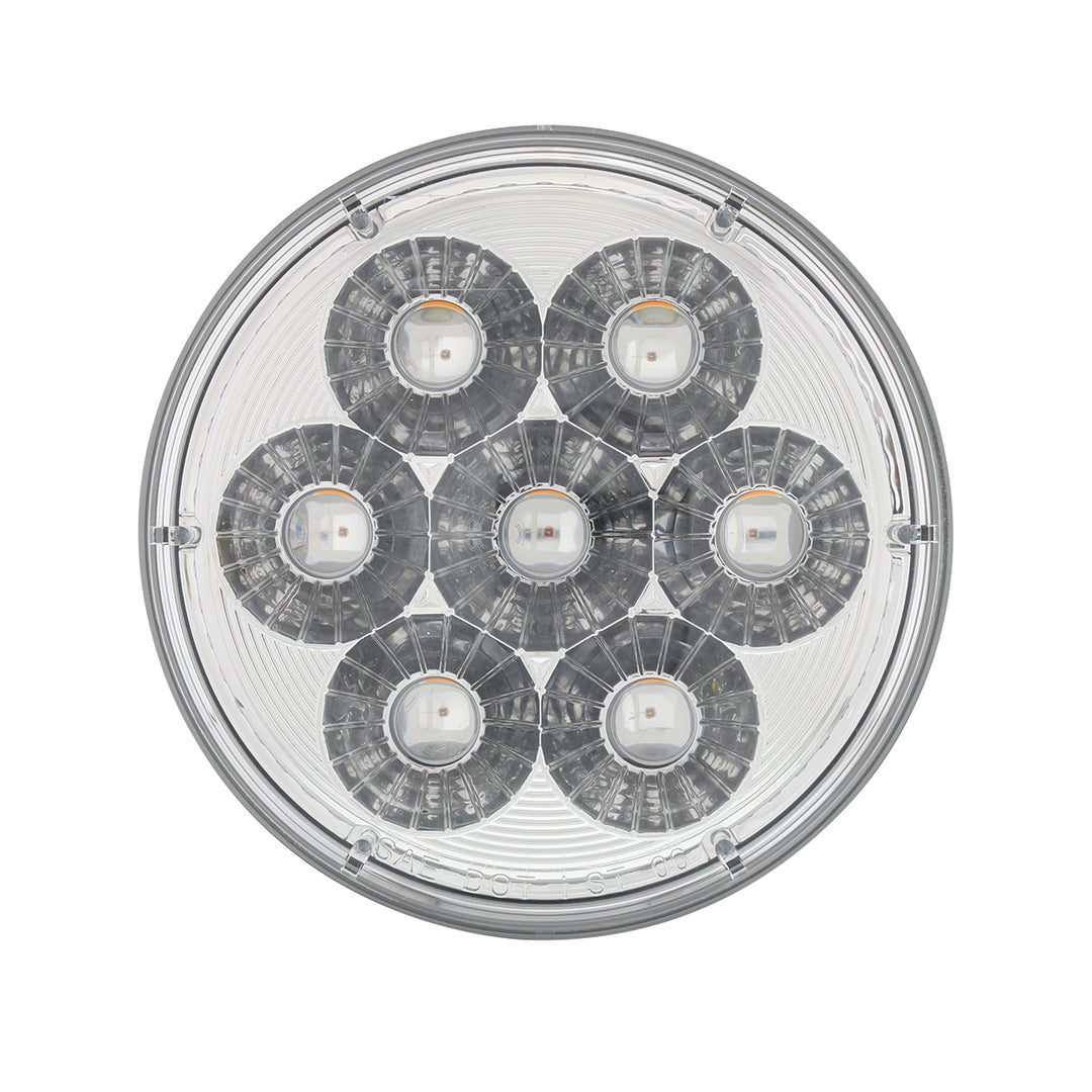 14 LED 4" Round Double Fury Light (Stop, Turn &amp; Tail) - Red &amp; Amber LED/ Clear Lens