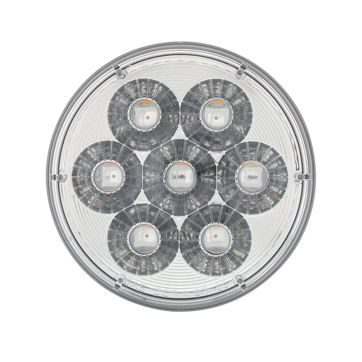 14 LED 4" Round Double Fury Light (Stop, Turn &amp; Tail) - Red &amp; Amber LED/ Clear Lens