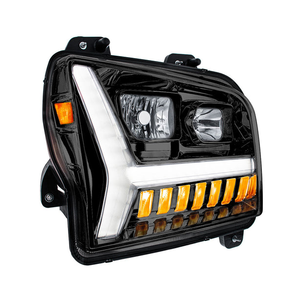 Blackout Headlight With LED DRL Light Bar & Turn Signal For 2018-2024 Kenworth W990-Passenger