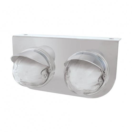 SS Light Bracket With 2X 9 LED Dual Function Watermelon GloLight &amp; Visors -Red LED/Clear Lens