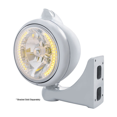 Chrome Guide 682-C Headlight H4 With Amber LED & Original Style LED Signal - Clear Lens