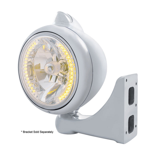 Chrome Guide 682-C Headlight H4 With Amber LED & Original Style LED Signal - Clear Lens