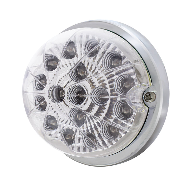 17 LED Dual Function Watermelon Clear Reflector Flush Mount Kit With Low Profile Bezel -Red LED/Clear Lens
