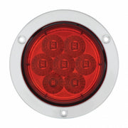 7 LED 4" Round SS Flange Light (Stop, Turn & Tail) - Red LED/Red Lens