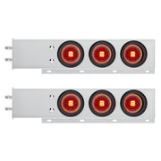 2-1/2" Bolt Pattern SS Spring Loaded Bar With 6X 4" 13 LED Abyss Lights - Red LED/Red Lens (Pair)