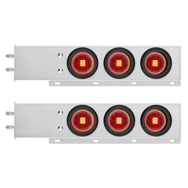 2-1/2" Bolt Pattern SS Spring Loaded Bar With 6X 4" 13 LED Abyss Lights - Red LED/Red Lens (Pair)