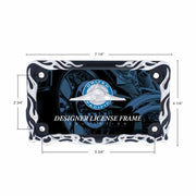 Motorcycle License Plate Frame - Chrome Flame/Black Frame