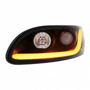 Black Projection Headlight W/LED Dual Function Light Bar For PB 386 (2005-2015) & 387 (1999-2010) - Driver