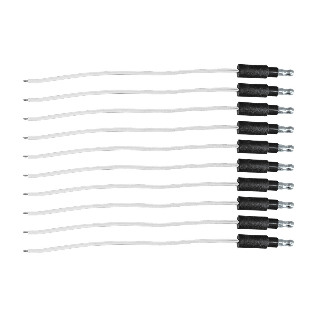 6" Single Lead Wire With .180 Bullet Termination &amp; Stripped End - White (10 Pcs)