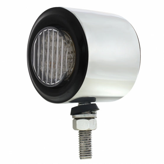 SS 2" Double Face Light With 9 LED 2" Lights &amp; Grommets - Amber &amp; Red LED/Clear Lens