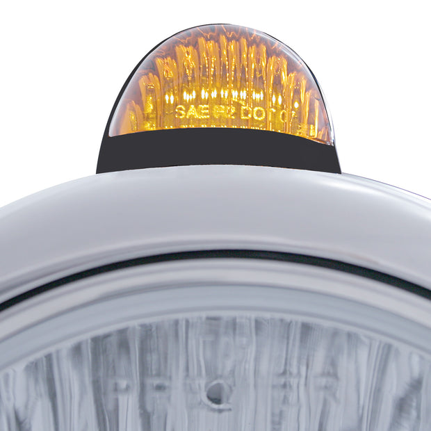Black Guide 682-C Headlight H4 With White LED & Dual Mode LED Signal - Amber Lens