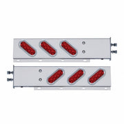 2-1/2" Bolt Pattern SS Spring Loaded Bar With 6 Oval 10 LED Lights & Visors -Red LED & Lens (Pair)