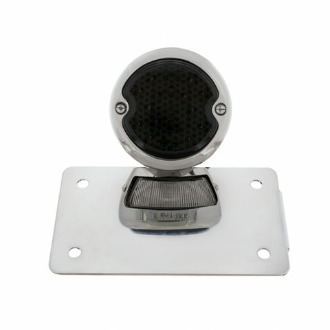Chrome Horizontal Side Mount License Bracket For Motorcycle With 1933-36 Ford Style LED Tail Light