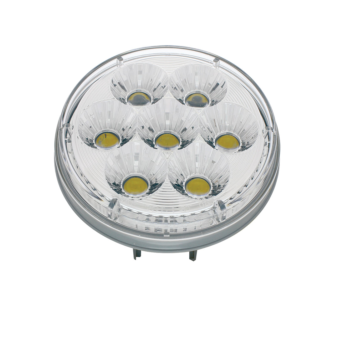 14  LED 4" Round Double Fury Light (Stop, Turn &amp; Tail) - Red &amp; White LED/Clear Lens