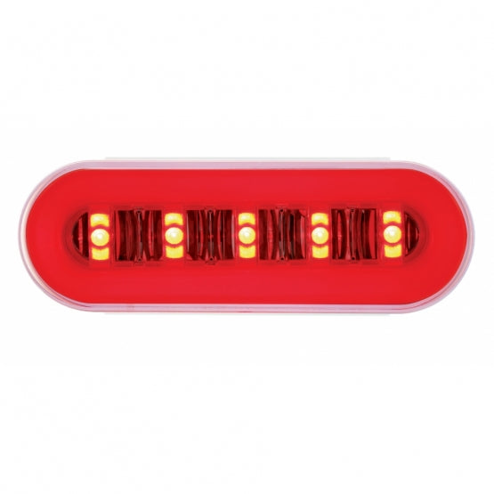 3-3/4" Bolt Pattern SS Spring Loaded Bar With 6X 22 Red LED 6" Oval GloLight &amp; Visor -Clear Lens (Pair)