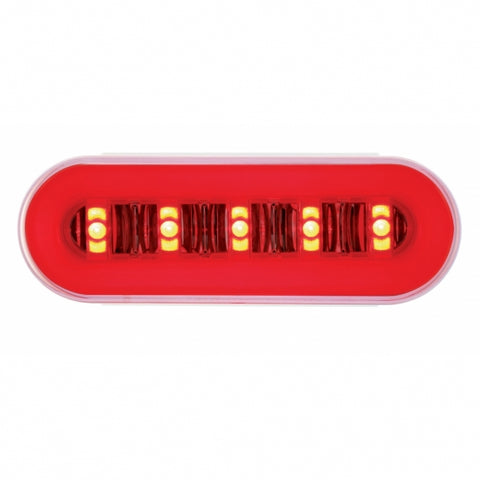 3-3/4" Bolt Pattern SS Spring Loaded Bar With 6X 22 Red LED 6" Oval GloLight & Visor -Clear Lens (Pair)