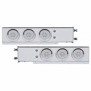 3-3/4" Bolt Pattern Deluxe SS Spring Loaded Bar W/6X 21 Red LED 4" GloLight & Visors -Clear Lens (Pair)