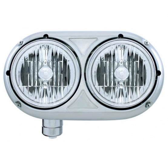 Headlight Assembly With Crystal Halogen Bulbs &amp; 304 SS Housing For Peterbilt 359- Driver
