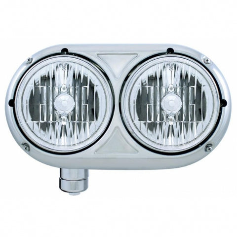 Headlight Assembly With Crystal Halogen Bulbs & 304 SS Housing For Peterbilt 359- Driver