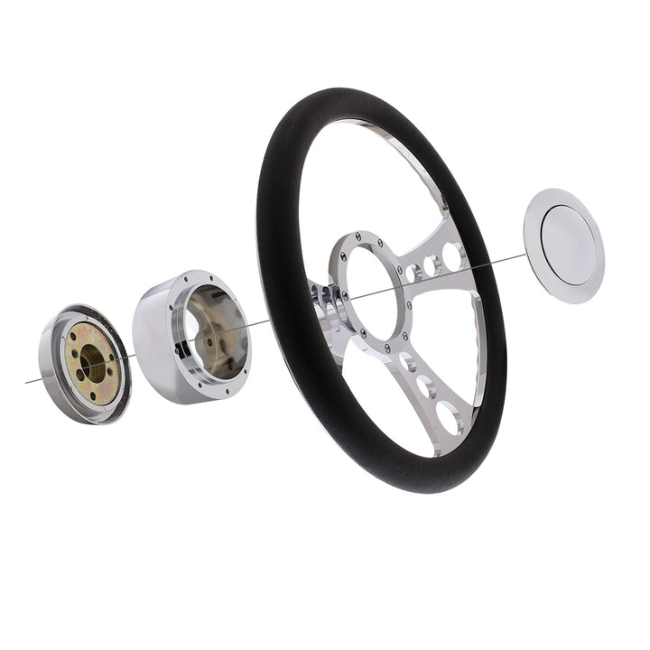Chrome Aluminum 3-Bolt Hub Adapter for 9-Screw Steering Wheel