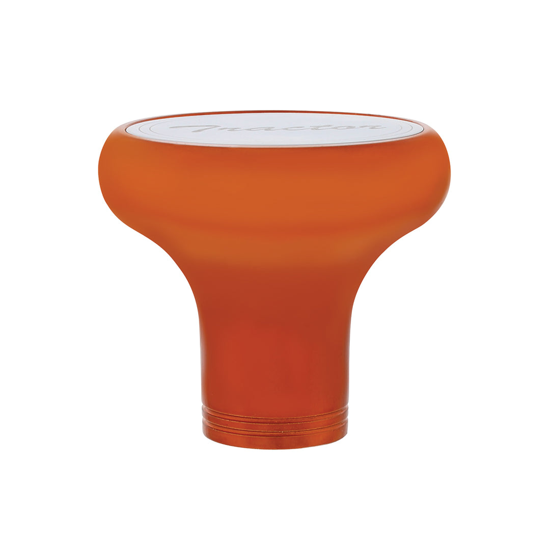 Deluxe Aluminum Screw-On Air Valve Knob With Stainless Tractor Plaque - Cadmium Orange
