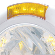 Chrome Classic Headlight H4 With 34 Amber LED & LED Signal - Amber Lens
