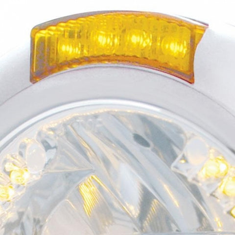 Chrome Classic Headlight H4 With 34 Amber LED & LED Signal - Amber Lens