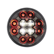 4" Round Combo Light With 12 LED Stop, Turn & Tail & 16 LED Back-Up - Red LED/Clear Lens