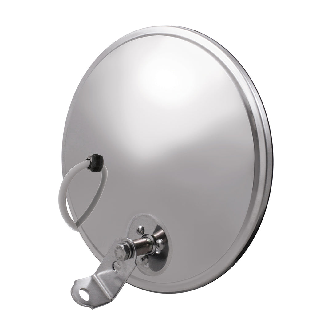 8-1/2" 430 Stainless Steel Heated 320R Convex Mirror - Offset Mounting Stud