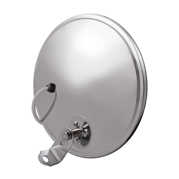 8-1/2" 430 Stainless Steel Heated 320R Convex Mirror - Offset Mounting Stud