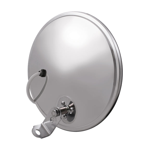 8-1/2" 430 Stainless Steel Heated 320R Convex Mirror - Offset Mounting Stud