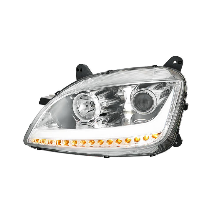 Chrome Projection Headlight With LED Position Light &amp; Sequential Signal For 2012-2021 Peterbilt 579- Driver