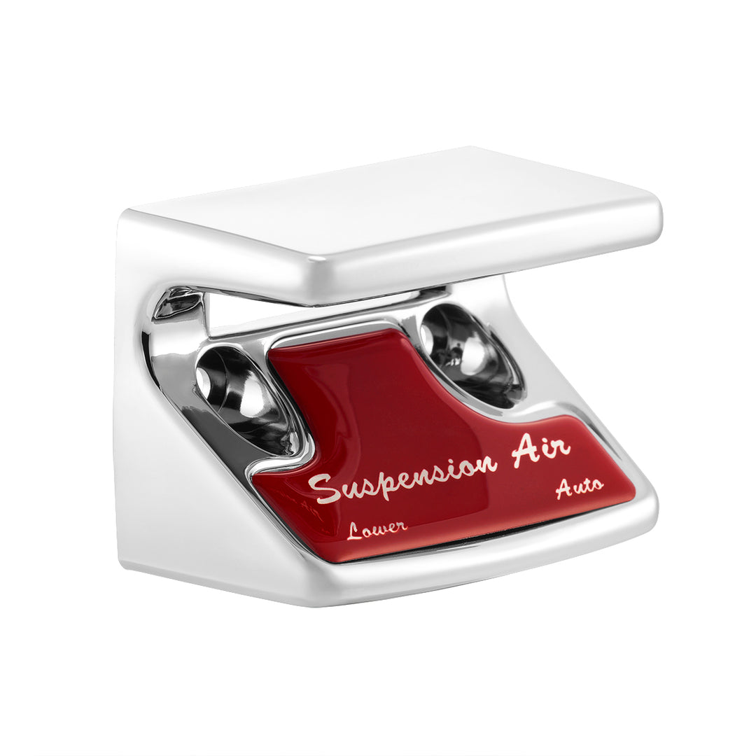Chrome Plastic Suspension Air Switch Guard With Glossy Sticker For 1990-2010 Freightliner Classic-Red