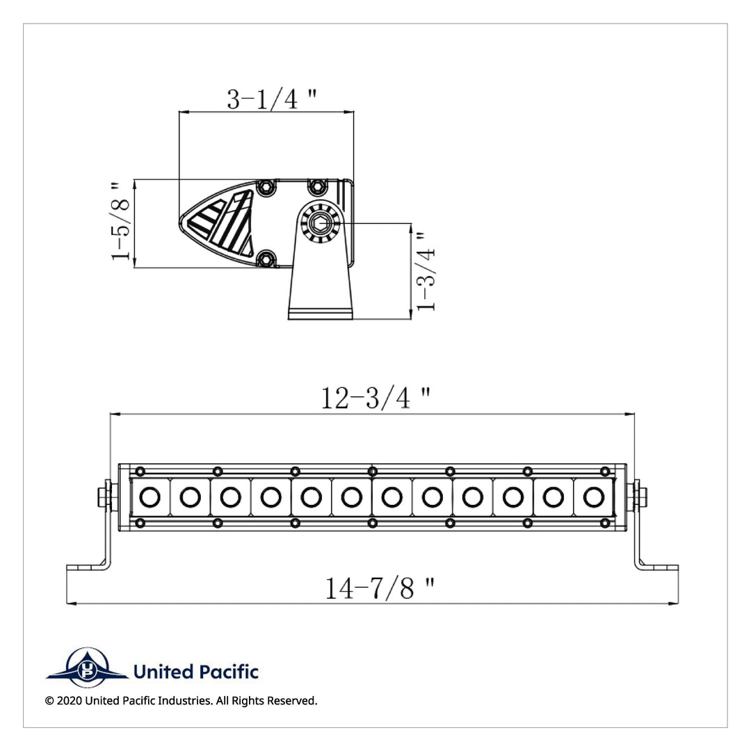 12 High Power CREE LED Single Row 12-1/2" Light Bar - Spot &amp; Flood