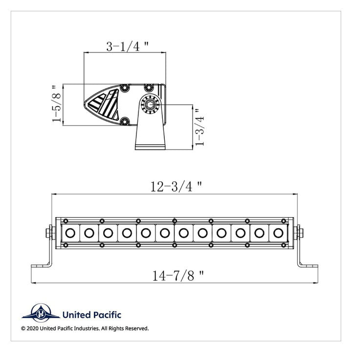 12 High Power CREE LED Single Row 12-1/2" Light Bar - Spot &amp; Flood