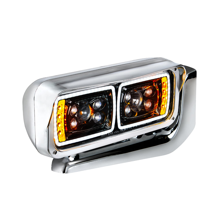 10 High Power LED "Blackout" Projection Headlight Assembly With Mounting Arm - Passenger